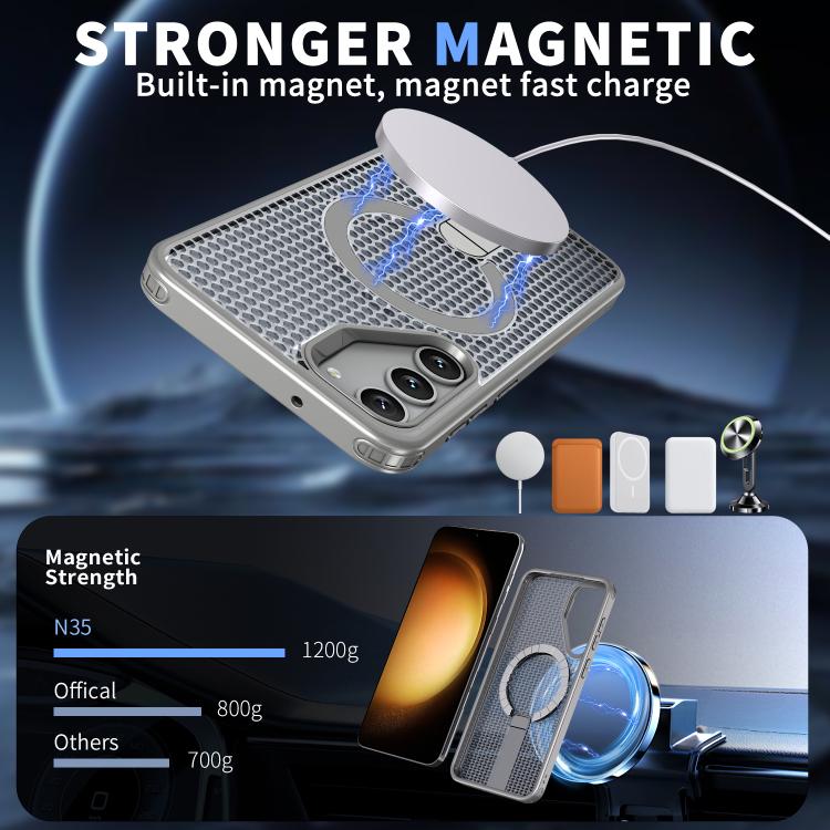 For Samsung Galaxy S23+ 5G Honeycomb Cooling MagSafe Holder Phone Case