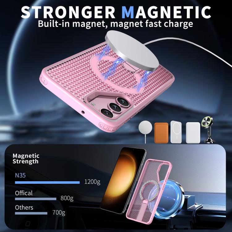 For Samsung Galaxy S23+ 5G Honeycomb Cooling MagSafe Holder Phone Case