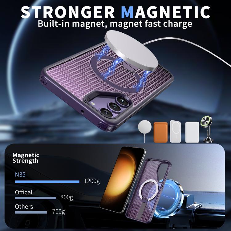 For Samsung Galaxy S23+ 5G Honeycomb Cooling MagSafe Holder Phone Case
