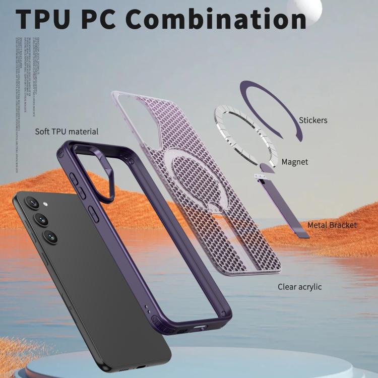 For Samsung Galaxy S23+ 5G Honeycomb Cooling MagSafe Holder Phone Case