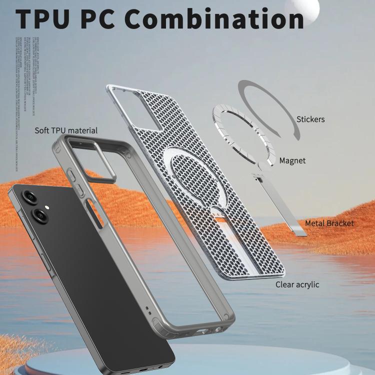 For Samsung Galaxy A06 5G / 4G Honeycomb Cooling MagSafe Holder Phone Case