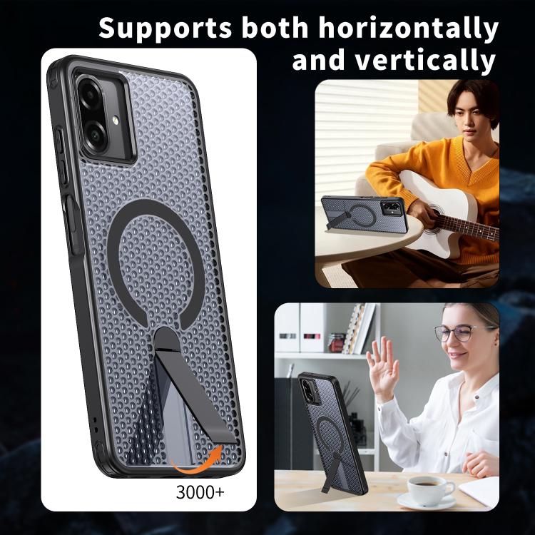 For Samsung Galaxy A07 4G Honeycomb Cooling MagSafe Holder Phone Case