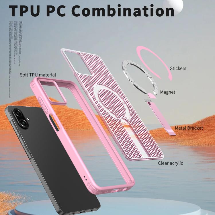 For Samsung Galaxy A07 4G Honeycomb Cooling MagSafe Holder Phone Case