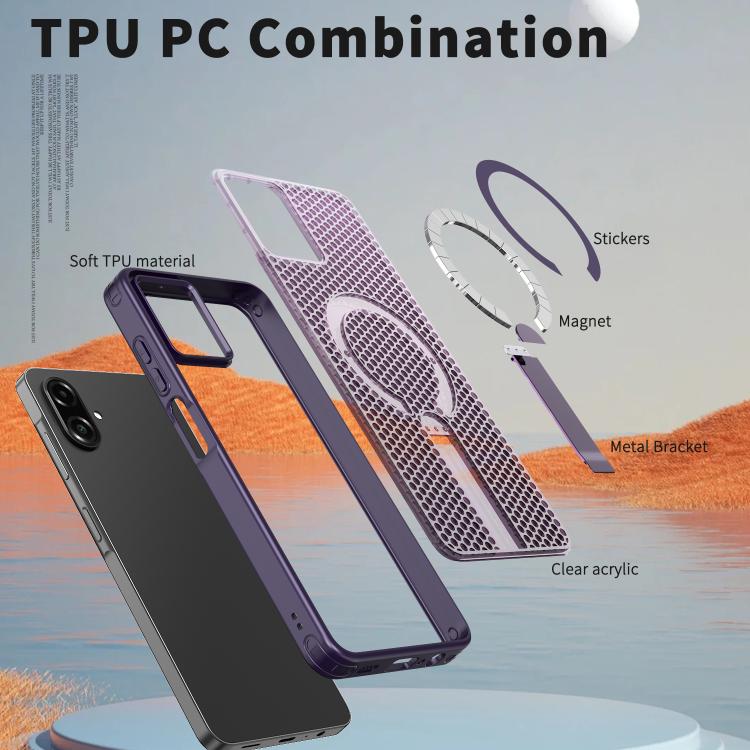 For Samsung Galaxy A07 4G Honeycomb Cooling MagSafe Holder Phone Case