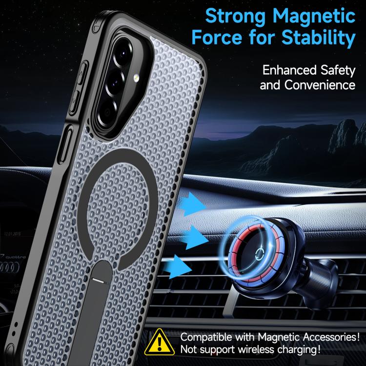 For Samsung Galaxy A17 5G Honeycomb Cooling MagSafe Holder Phone Case