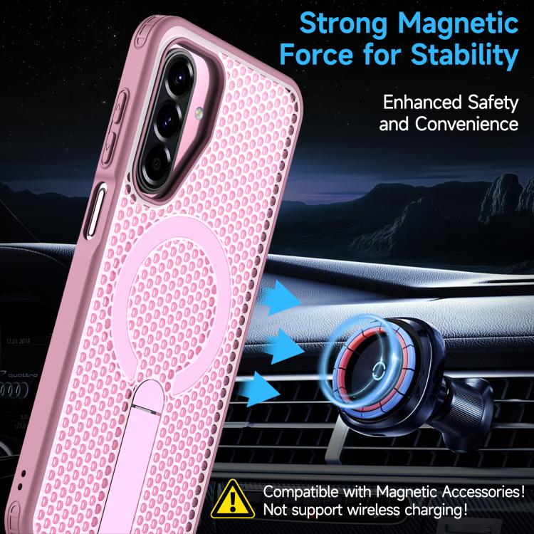 For Samsung Galaxy A17 5G Honeycomb Cooling MagSafe Holder Phone Case
