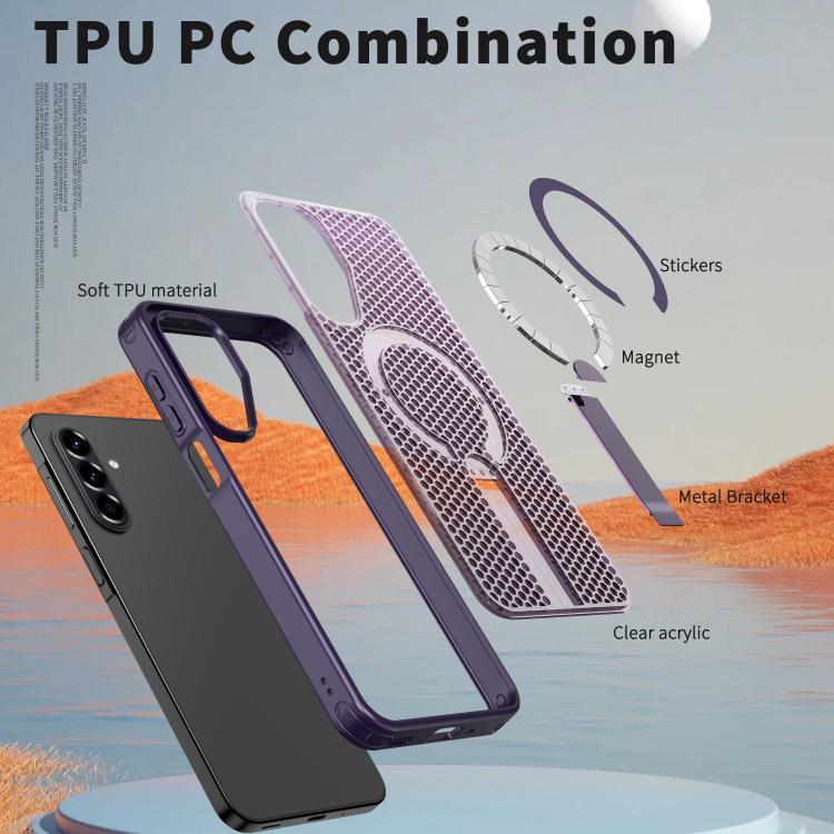 For Samsung Galaxy A17 5G Honeycomb Cooling MagSafe Holder Phone Case