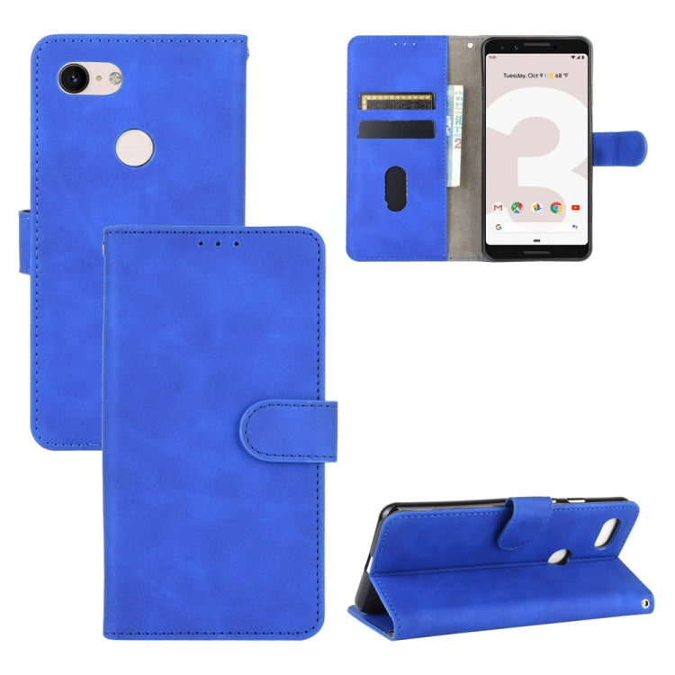 For Google Pixel 3 Solid Color Skin Feel Magnetic Buckle Horizontal Flip Calf Texture PU Leather Case with Holder & Card Slots & Wallet
