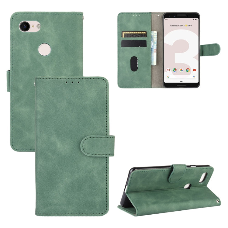 For Google Pixel 3 Solid Color Skin Feel Magnetic Buckle Horizontal Flip Calf Texture PU Leather Case with Holder & Card Slots & Wallet