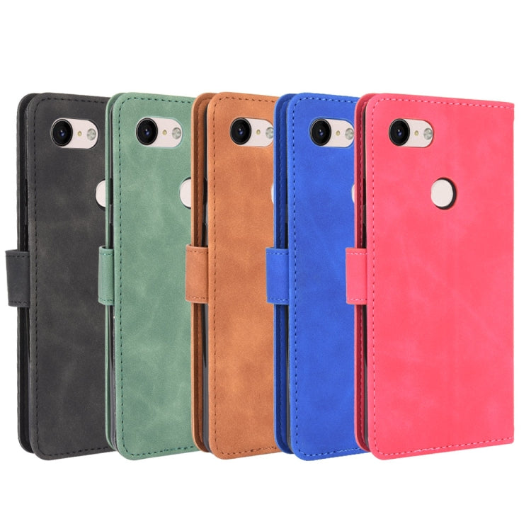 For Google Pixel 3 Solid Color Skin Feel Magnetic Buckle Horizontal Flip Calf Texture PU Leather Case with Holder & Card Slots & Wallet