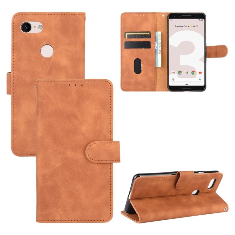 For Google Pixel 3 Solid Color Skin Feel Magnetic Buckle Horizontal Flip Calf Texture PU Leather Case with Holder & Card Slots & Wallet