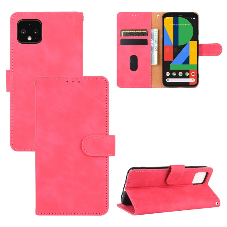For Google Pixel 4 Solid Color Skin Feel Magnetic Buckle Horizontal Flip Calf Texture PU Leather Case with Holder & Card Slots & Wallet