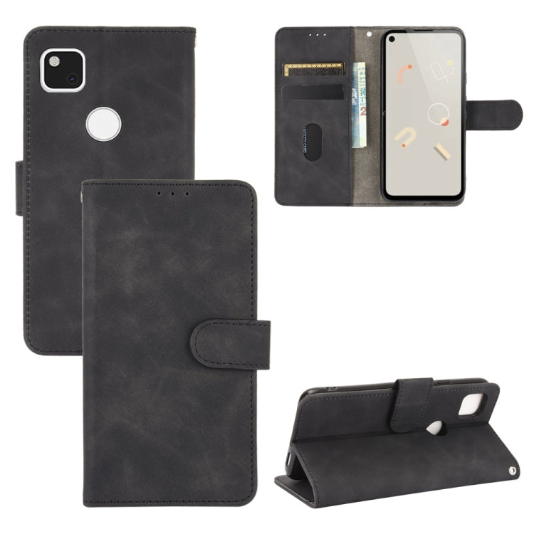 For Google Pixel 4a Solid Color Skin Feel Magnetic Buckle Horizontal Flip Calf Texture PU Leather Case with Holder & Card Slots & Wallet