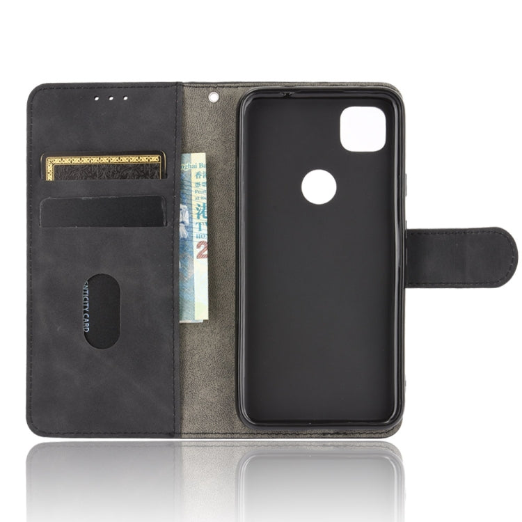 For Google Pixel 4a Solid Color Skin Feel Magnetic Buckle Horizontal Flip Calf Texture PU Leather Case with Holder & Card Slots & Wallet