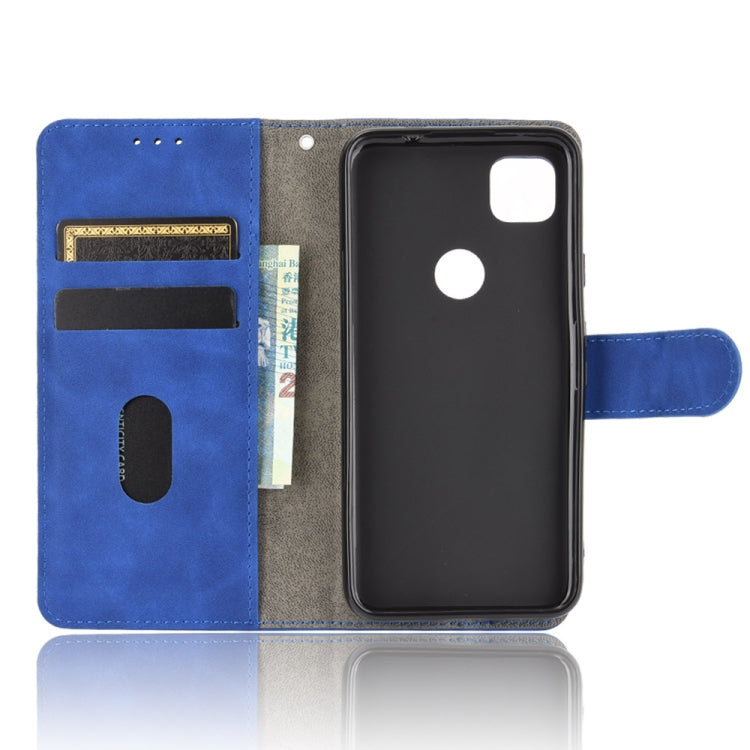 For Google Pixel 4a Solid Color Skin Feel Magnetic Buckle Horizontal Flip Calf Texture PU Leather Case with Holder & Card Slots & Wallet