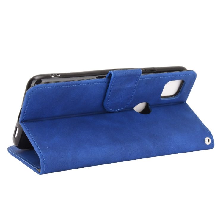 For Google Pixel 4a Solid Color Skin Feel Magnetic Buckle Horizontal Flip Calf Texture PU Leather Case with Holder & Card Slots & Wallet