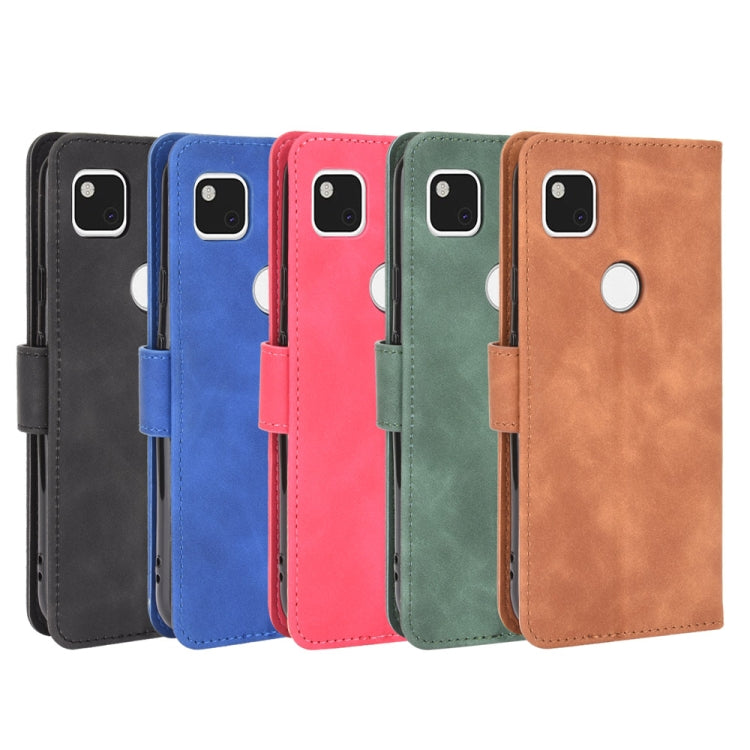 For Google Pixel 4a Solid Color Skin Feel Magnetic Buckle Horizontal Flip Calf Texture PU Leather Case with Holder & Card Slots & Wallet