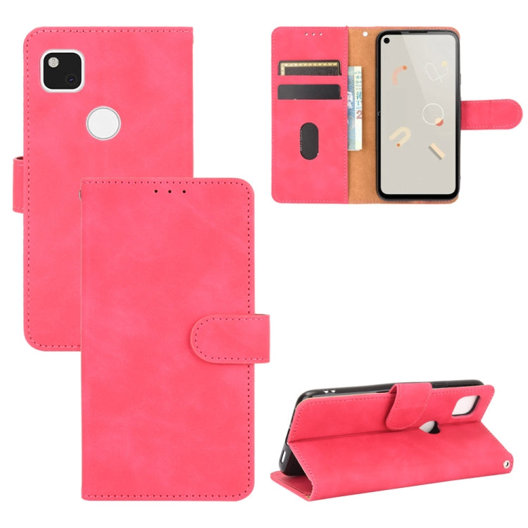 For Google Pixel 4a Solid Color Skin Feel Magnetic Buckle Horizontal Flip Calf Texture PU Leather Case with Holder & Card Slots & Wallet