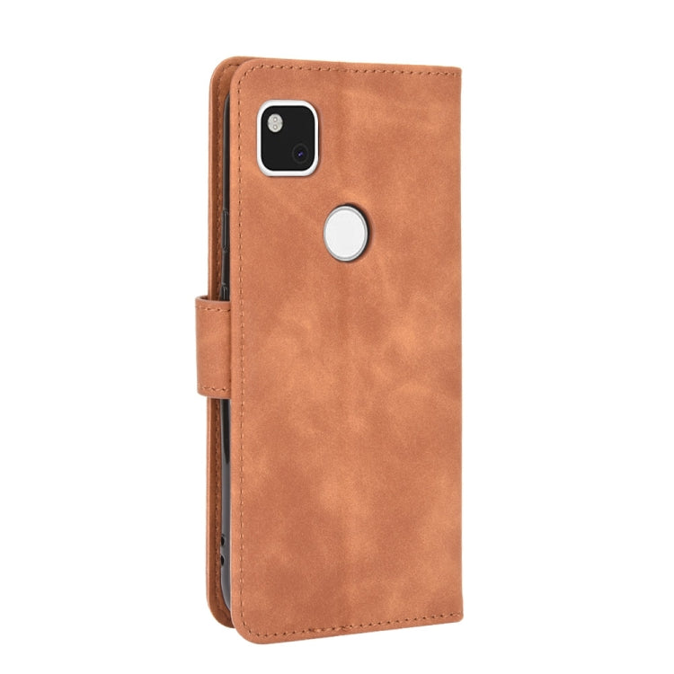 For Google Pixel 4a Solid Color Skin Feel Magnetic Buckle Horizontal Flip Calf Texture PU Leather Case with Holder & Card Slots & Wallet