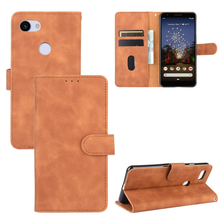 For Google Pixel 3a XL Solid Color Skin Feel Magnetic Buckle Horizontal Flip Calf Texture PU Leather Case with Holder & Card Slots & Wallet