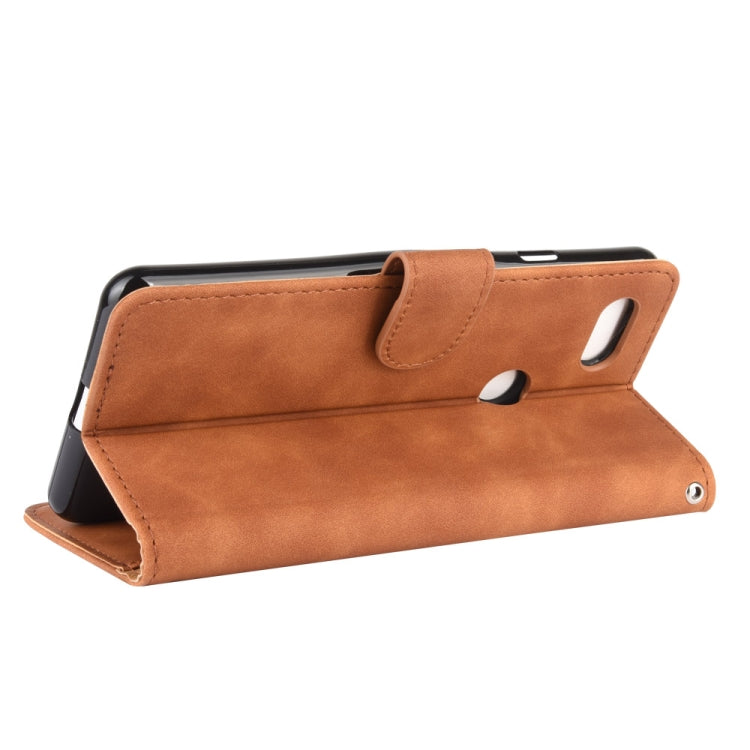 For Google Pixel 3a XL Solid Color Skin Feel Magnetic Buckle Horizontal Flip Calf Texture PU Leather Case with Holder & Card Slots & Wallet