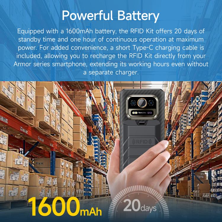 Ulefone Bluetooth 5.2 Portable UHF RFID Tag Reader - Black