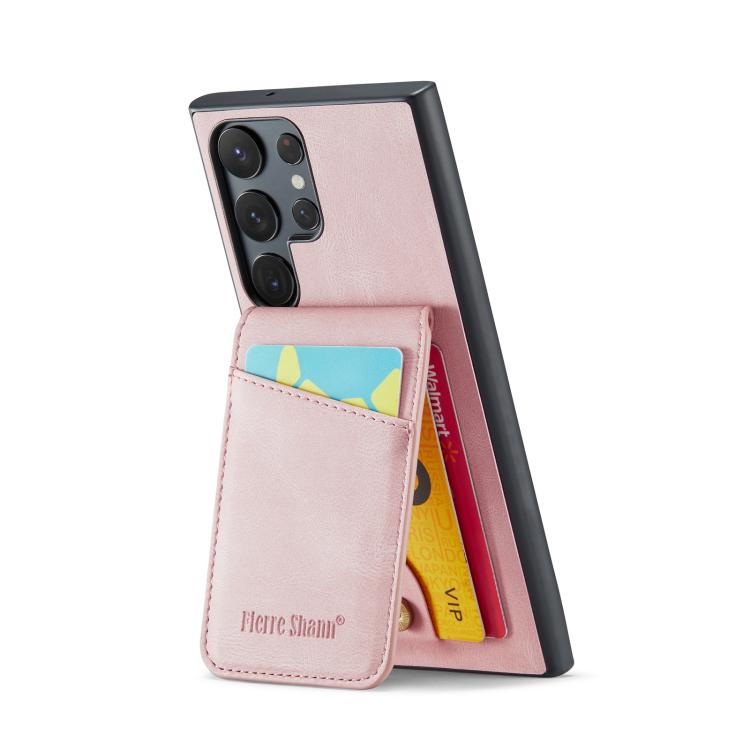 For Samsung Galaxy S25 Ultra 5G Fierre Shann FS-023 Crazy Horse Card Holder Back Cover PU Phone Case