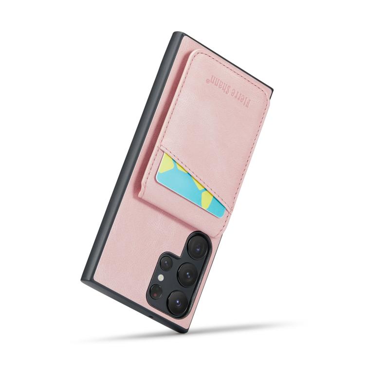 For Samsung Galaxy S25 Ultra 5G Fierre Shann FS-023 Crazy Horse Card Holder Back Cover PU Phone Case