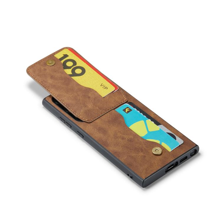 For Samsung Galaxy S25 Ultra 5G Fierre Shann FS-023 Crazy Horse Card Holder Back Cover PU Phone Case