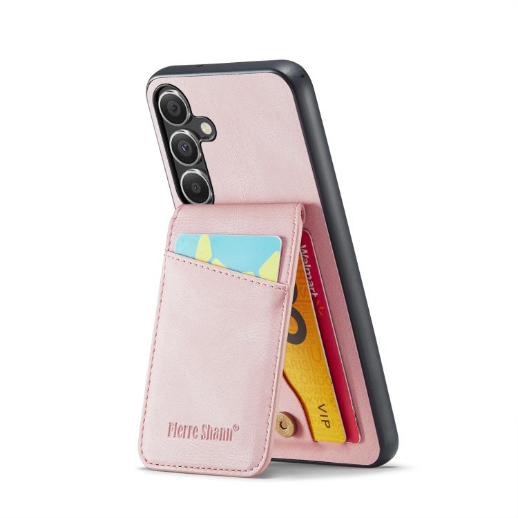 For Samsung Galaxy S25+ 5G Fierre Shann FS-023 Crazy Horse Card Holder Back Cover PU Phone Case