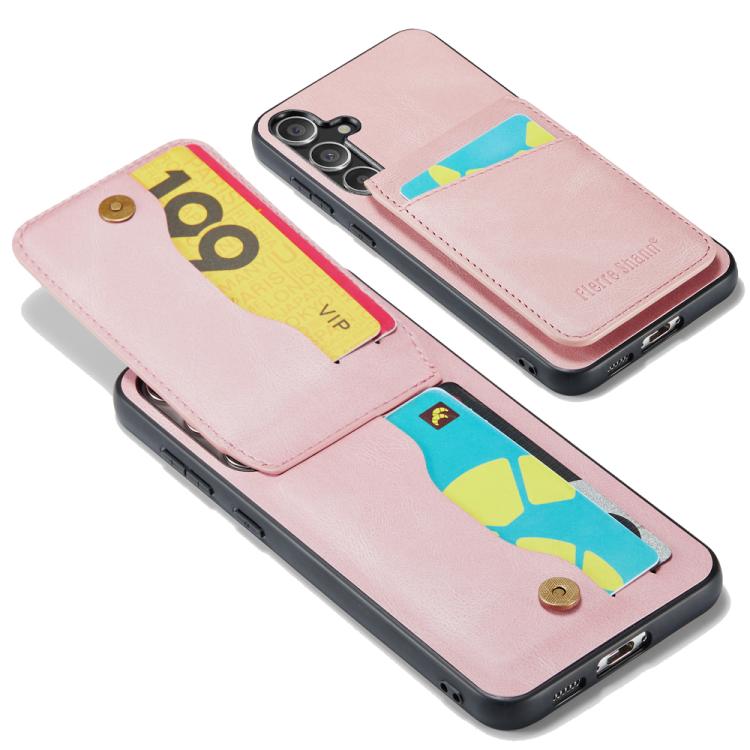 For Samsung Galaxy S25+ 5G Fierre Shann FS-023 Crazy Horse Card Holder Back Cover PU Phone Case