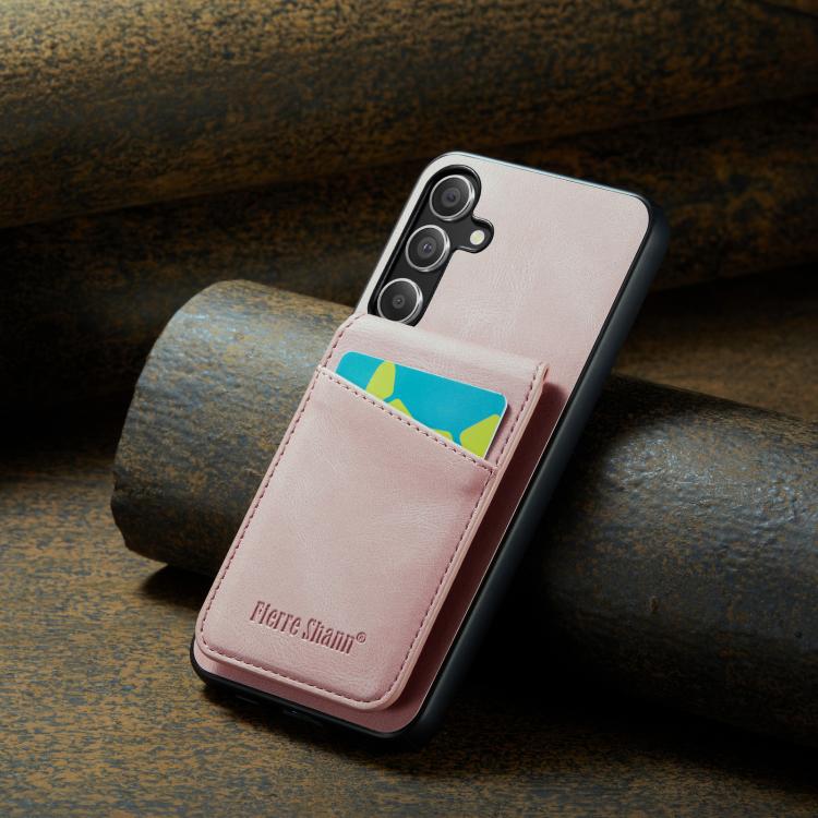 For Samsung Galaxy S25+ 5G Fierre Shann FS-023 Crazy Horse Card Holder Back Cover PU Phone Case