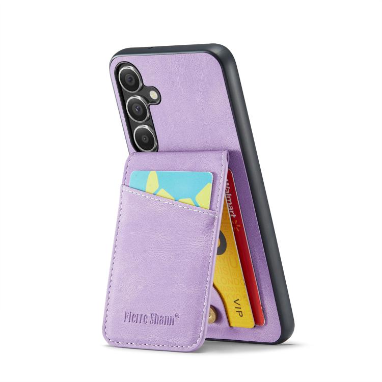 For Samsung Galaxy S25+ 5G Fierre Shann FS-023 Crazy Horse Card Holder Back Cover PU Phone Case