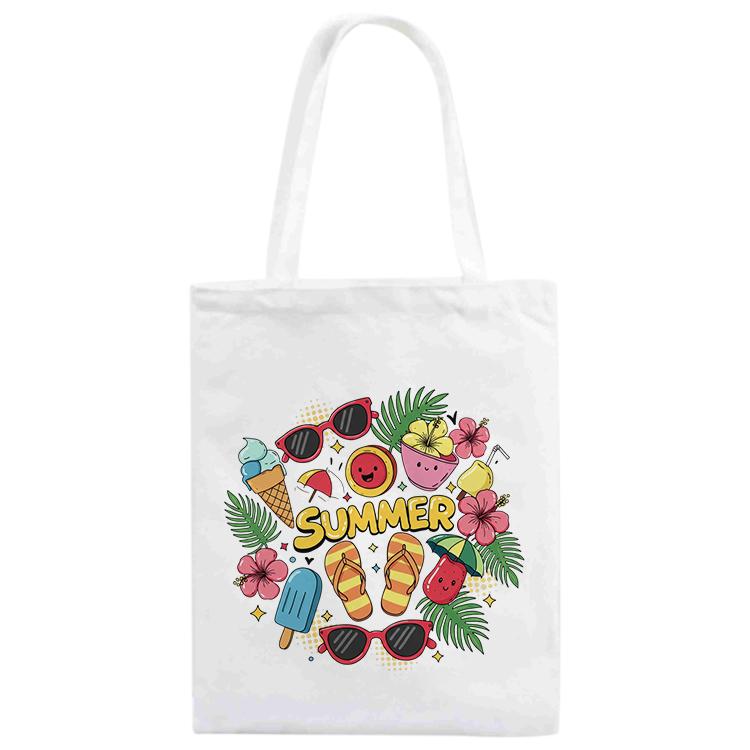 Summer Printed Canvas Handbag Digital Print On Your Demand, Size:30x25cm