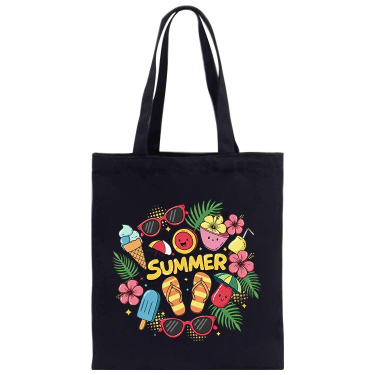 Summer Printed Canvas Handbag Digital Print On Your Demand, Size:35x30cm