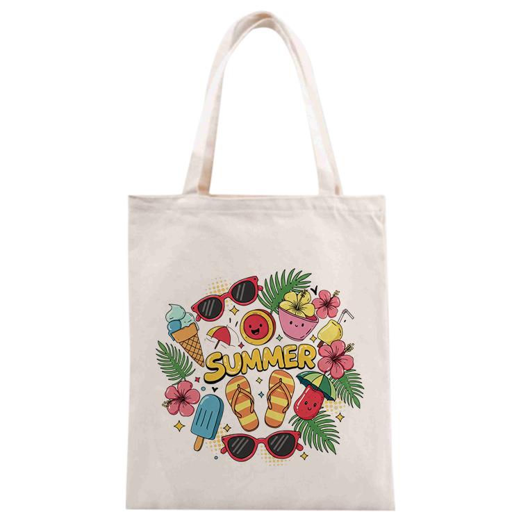 Summer Printed Canvas Handbag Digital Print On Your Demand, Size:40x35cm