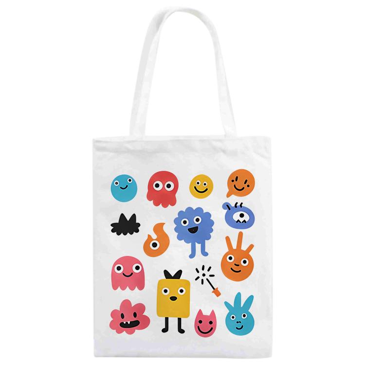 Cute Monsters Printed Canvas Handbag Digital Print On Your Demand, Size:35x30cm