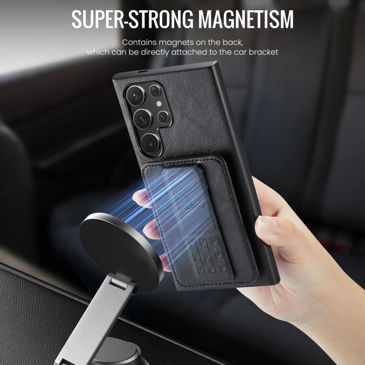 For Samsung Galaxy S25 Ultra 5G Fierre Shann FS-024 Oil Wax Cow Leather Card Holder Back Phone Case