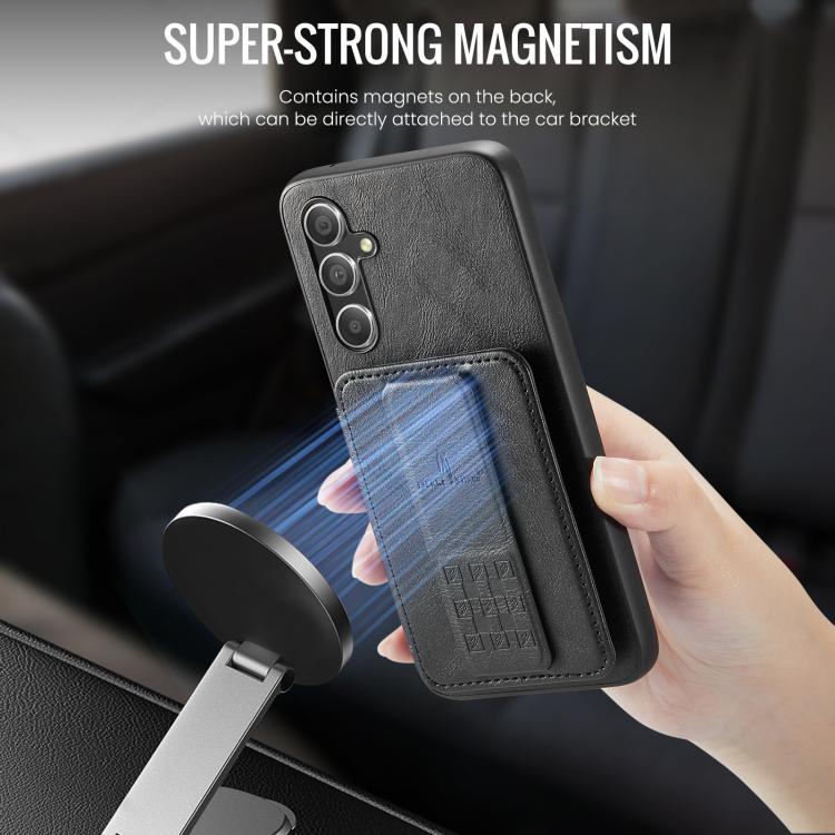 For Samsung Galaxy S25 5G Fierre Shann FS-024 Oil Wax Cow Leather Card Holder Back Phone Case