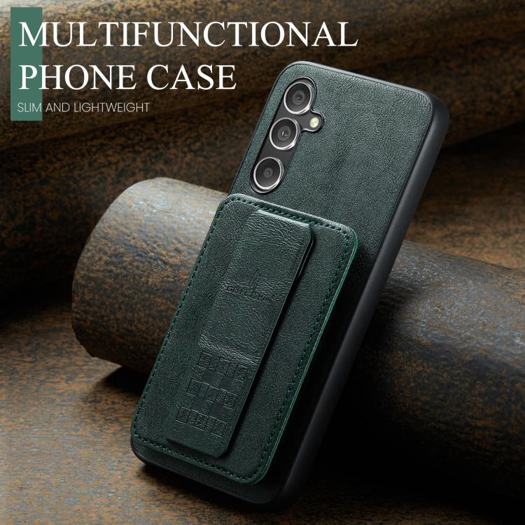 For Samsung Galaxy S25 5G Fierre Shann FS-024 Oil Wax Cow Leather Card Holder Back Phone Case