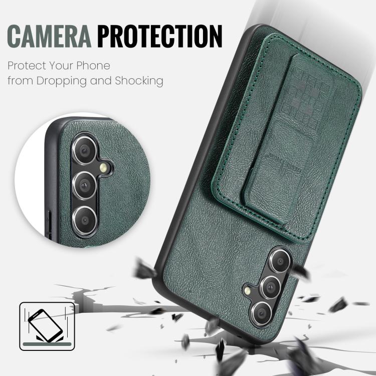 For Samsung Galaxy S25 5G Fierre Shann FS-024 Oil Wax Cow Leather Card Holder Back Phone Case