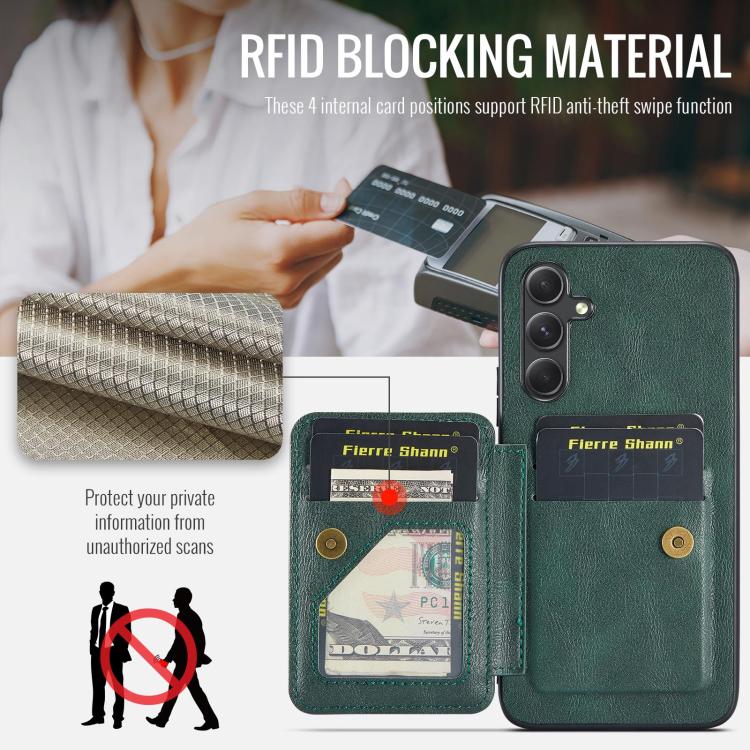 For Samsung Galaxy S25 5G Fierre Shann FS-024 Oil Wax Cow Leather Card Holder Back Phone Case