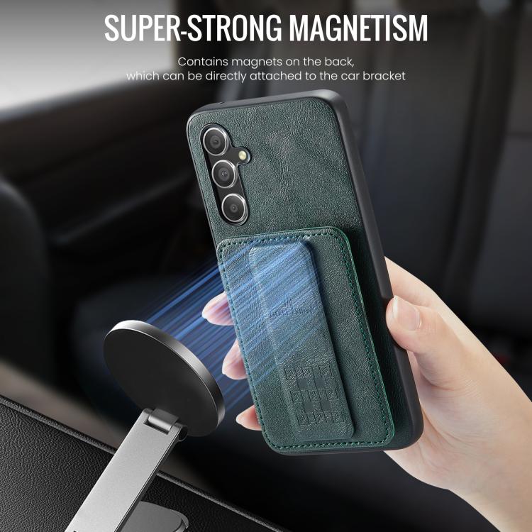 For Samsung Galaxy S25 5G Fierre Shann FS-024 Oil Wax Cow Leather Card Holder Back Phone Case