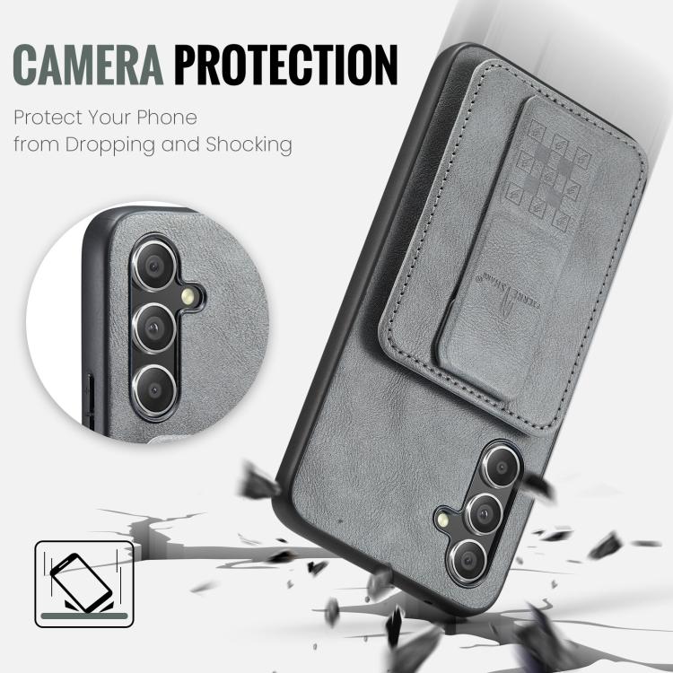 For Samsung Galaxy S25 5G Fierre Shann FS-024 Oil Wax Cow Leather Card Holder Back Phone Case