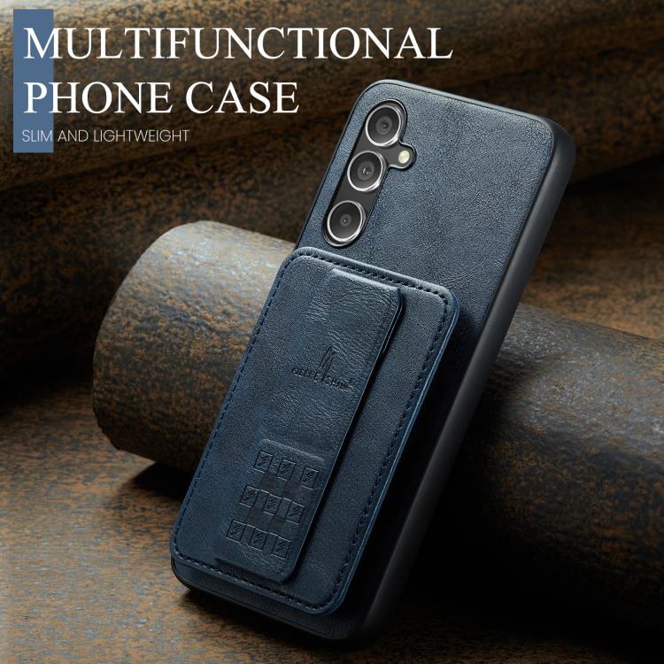 For Samsung Galaxy S25 5G Fierre Shann FS-024 Oil Wax Cow Leather Card Holder Back Phone Case