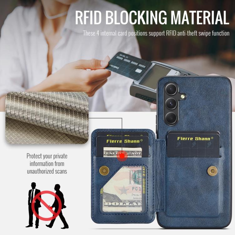 For Samsung Galaxy S25 5G Fierre Shann FS-024 Oil Wax Cow Leather Card Holder Back Phone Case