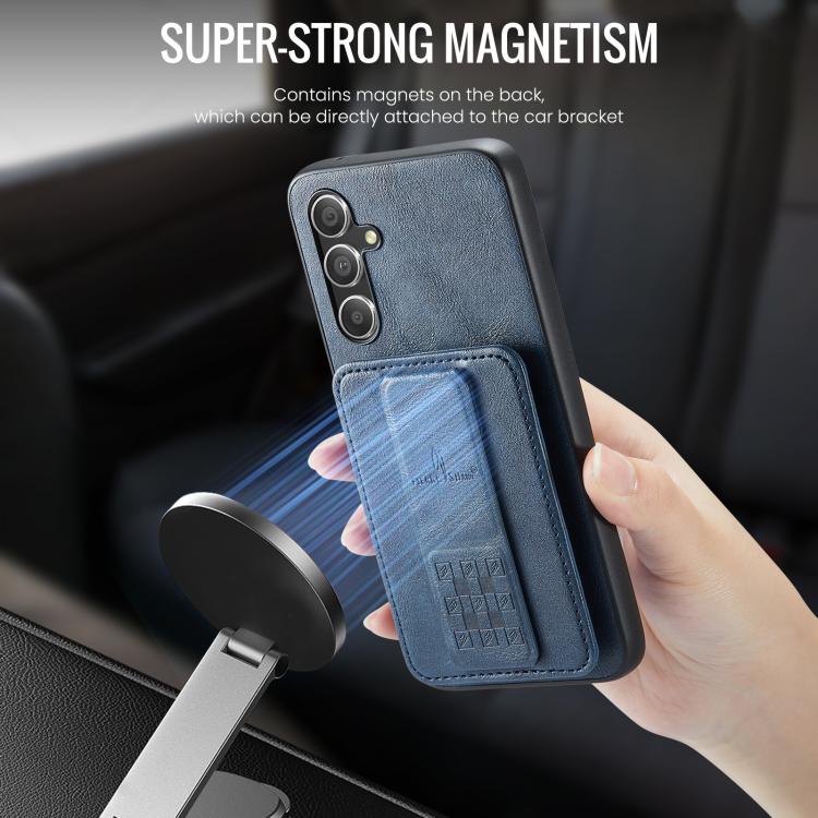 For Samsung Galaxy S25 5G Fierre Shann FS-024 Oil Wax Cow Leather Card Holder Back Phone Case