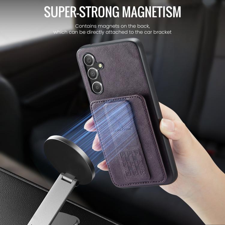 For Samsung Galaxy S25 5G Fierre Shann FS-024 Oil Wax Cow Leather Card Holder Back Phone Case