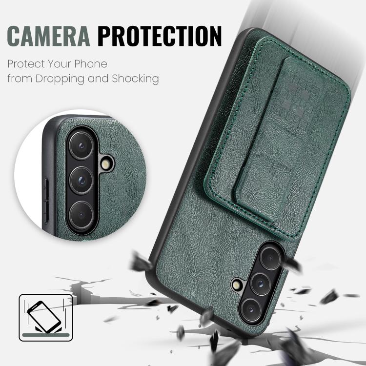 For Samsung Galaxy S26 5G Fierre Shann FS-024 Oil Wax Cow Leather Card Holder Back Phone Case