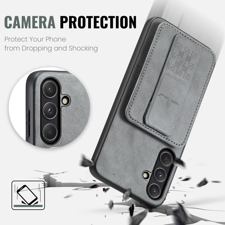 For Samsung Galaxy S26 5G Fierre Shann FS-024 Oil Wax Cow Leather Card Holder Back Phone Case